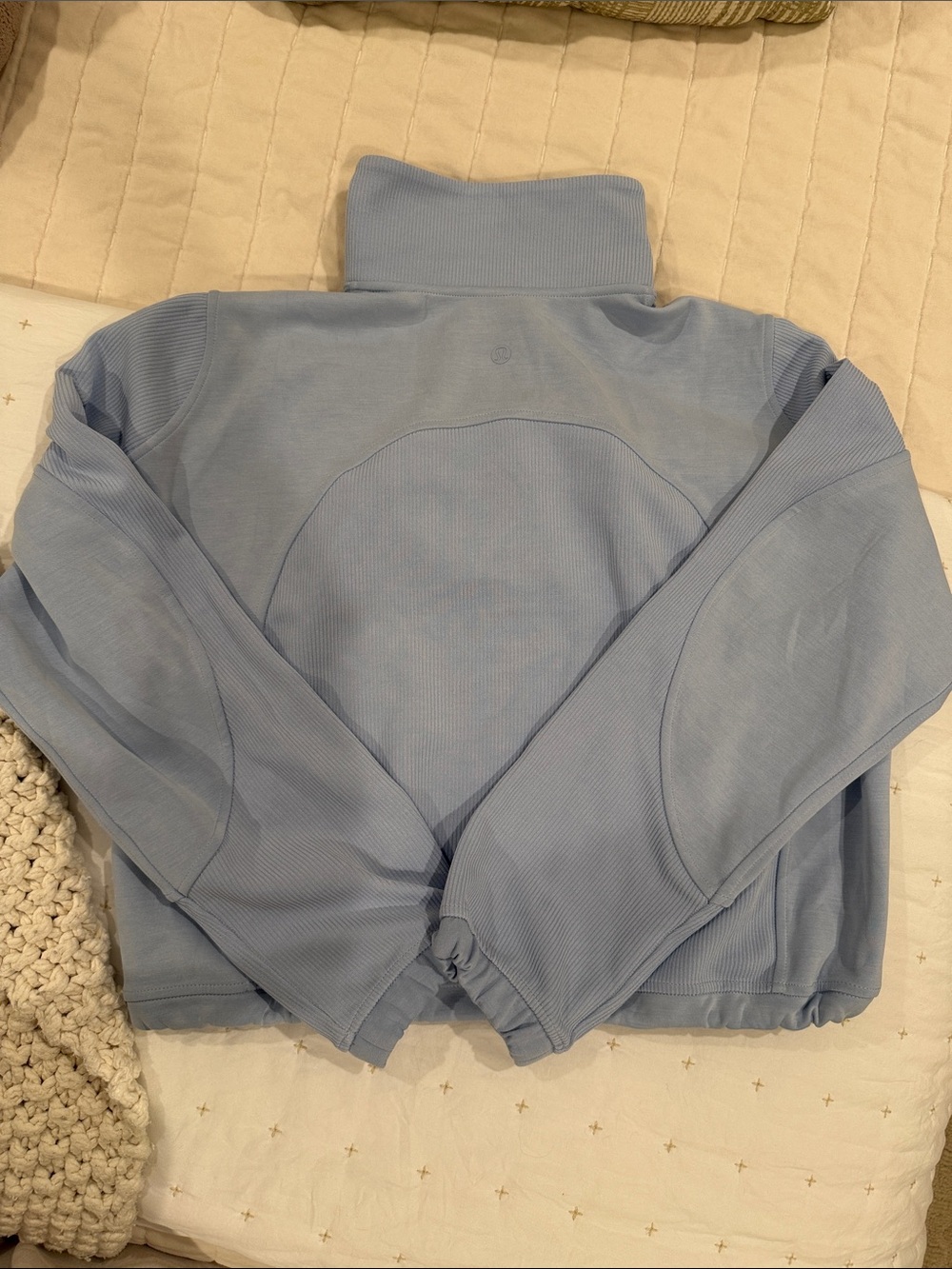 lululemon athletica Blue Denim Half-Zip Ribbed Pullover Sweatshirt - Picture 4 of 5